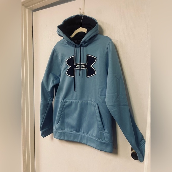 Under Armour ColdGear Storm Hoodie Blue Water-Repellent Pullover â Menâs Small - Picture 2 of 6